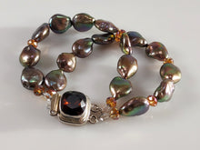 Load image into Gallery viewer, Double stranded Pearl and Silver bracelet bykatejewelry.