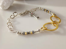 Load image into Gallery viewer, Mixed metals bracelet bykatejewelry designs.