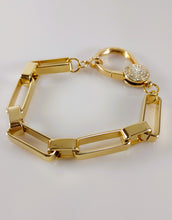 Load image into Gallery viewer, Paper clip chain and Rhinestone bracelet