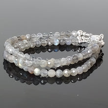 Load image into Gallery viewer, Handmade 3 - Strand Labradorite and Sterling Silver bracelet