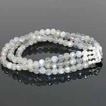 Load image into Gallery viewer, Handmade 3 - Strand Labradorite and Sterling Silver bracelet