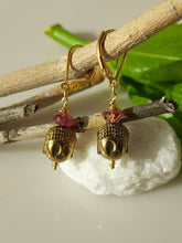 Load image into Gallery viewer, Beautiful Buddah face and Tourmaline earrings.