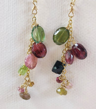 Load image into Gallery viewer, Colorful Tourmaline gemstone earrings.