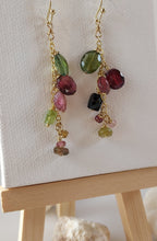 Load image into Gallery viewer, Tourmaline and 14 karat Gold filled earrings.