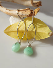 Load image into Gallery viewer, Green Chrysoprase gemstone link earrings bykatejewelry