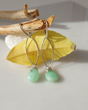 Load image into Gallery viewer, Green Chrysoprase gemstone link earrings bykatejewelry