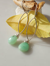 Load image into Gallery viewer, Green Chrysoprase gemstone link earrings bykatejewelry