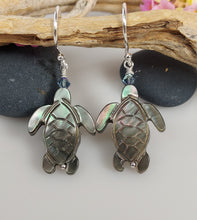Load image into Gallery viewer, Luminescent Mother of Pearl turtle earrings-grey