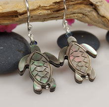 Load image into Gallery viewer, Luminescent Mother of Pearl turtle earrings-grey