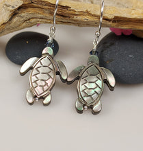 Load image into Gallery viewer, Luminescent Mother of Pearl turtle earrings-grey