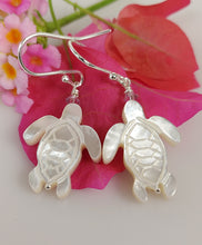 Load image into Gallery viewer, Luminescent Mother of Pearl turtle earrings-Ivory- SOLD OUT