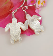 Load image into Gallery viewer, Luminescent Mother of Pearl turtle earrings-Ivory- SOLD OUT