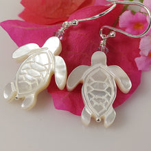 Load image into Gallery viewer, Luminescent Mother of Pearl turtle earrings-Ivory- SOLD OUT