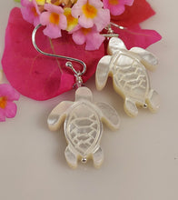 Load image into Gallery viewer, Luminescent Mother of Pearl turtle earrings-Ivory- SOLD OUT