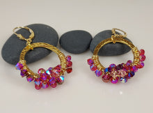 Load image into Gallery viewer, Purple-pink Crystal wrapped earrings