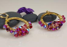 Load image into Gallery viewer, Purple-pink Crystal wrapped earrings