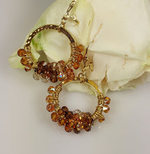 Load image into Gallery viewer, Amber-Topaz  Crystal wrapped earrings
