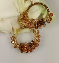 Load image into Gallery viewer, Amber-Topaz  Crystal wrapped earrings