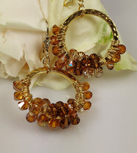 Load image into Gallery viewer, Amber-Topaz  Crystal wrapped earrings