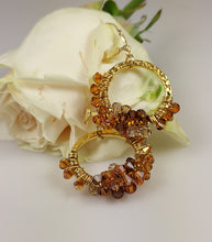 Load image into Gallery viewer, Amber-Topaz  Crystal wrapped earrings