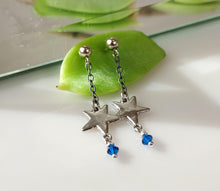 Load image into Gallery viewer, Blue Skies and Sterling Star earrings bykatejewelry in California.