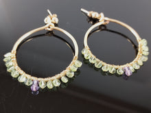 Load image into Gallery viewer, Amethyst and Peridot Hoop Earrings