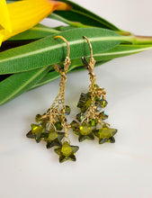 Load image into Gallery viewer, Falling Star Earrings in Green - SOLD OUT/Donated to Animal Hospice Fundraiser