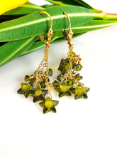 Load image into Gallery viewer, Falling Star Earrings in Green - SOLD OUT/Donated to Animal Hospice Fundraiser