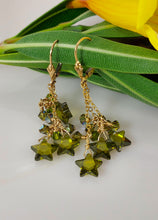Load image into Gallery viewer, Falling Star Earrings in Green - SOLD OUT/Donated to Animal Hospice Fundraiser