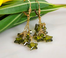 Load image into Gallery viewer, Falling Star Earrings in Green - SOLD OUT/Donated to Animal Hospice Fundraiser