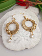 Load image into Gallery viewer, Bronze and Pearl Drop Earrings