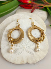 Load image into Gallery viewer, Bronze and Pearl Drop Earrings