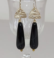 Load image into Gallery viewer, Black Onyx and Bronze Earrings