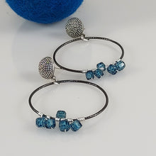 Load image into Gallery viewer, Blue Topaz Gemstone Hoop Earrings
