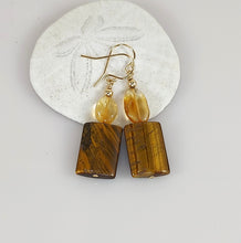 Load image into Gallery viewer, Citrine and Tiger's Eye Earrings