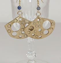 Load image into Gallery viewer, Bronze and Sapphire fan earrings