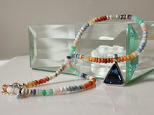Load image into Gallery viewer, Multicolored Opal and Blue Crystal necklace