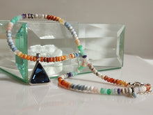 Load image into Gallery viewer, Multicolored Opal and Blue Crystal necklace