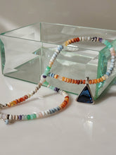 Load image into Gallery viewer, Multicolored Opal and Blue Crystal necklace