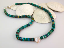 Load image into Gallery viewer, Chrysocolla Heishi and Heart Necklace