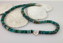 Load image into Gallery viewer, Chrysocolla Heishi and Heart Necklace