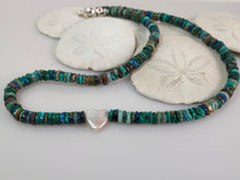 Load image into Gallery viewer, Chrysocolla Heishi and Heart Necklace