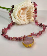 Load image into Gallery viewer, Pink Tourmaline and Raose Drusy