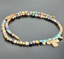 Load image into Gallery viewer, Multicolored Freshwater Pearl and Bronze beaded necklace