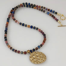 Load image into Gallery viewer, Ruby and Sapphire Bronze Pendant Necklace