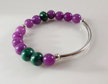 Load image into Gallery viewer, Purple Jade and Malakite stretch bracelet
