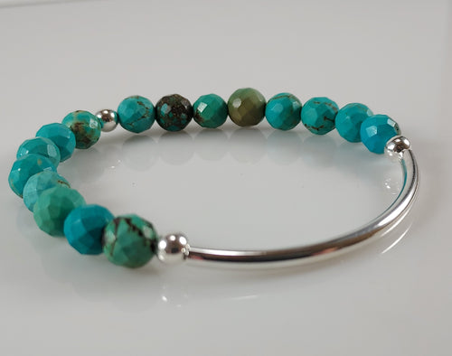 Sterling Silver and Turquoise stretch bracelet bykatejewelry.