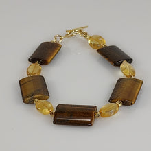 Load image into Gallery viewer, Tiger Eye and Citrine gemstone bracelet
