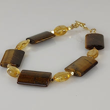 Load image into Gallery viewer, Tiger Eye and Citrine gemstone bracelet

