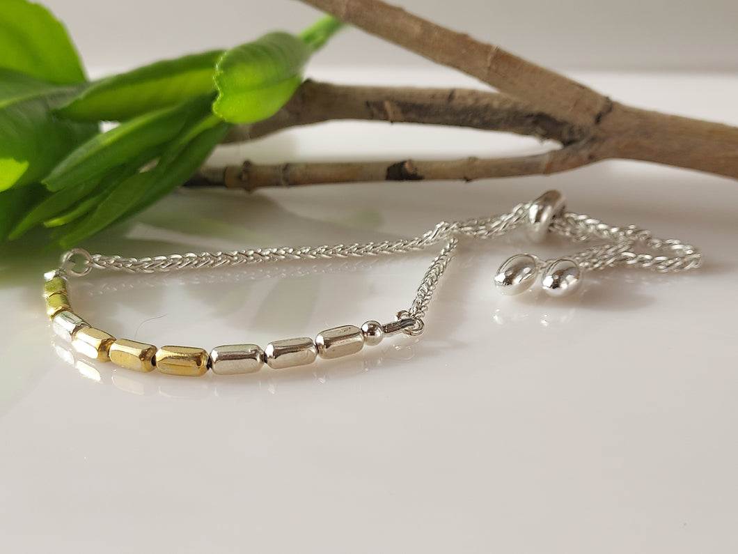Silver and Gold adjustable chain bracelet